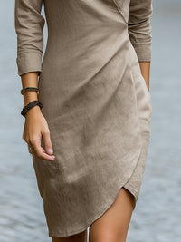 Linen-Blend Wrap-Front Shirt Dress