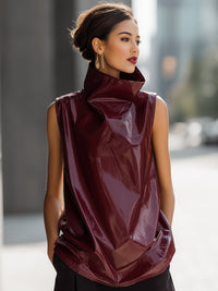 High-Neck Gloss Finish Sculpted Top