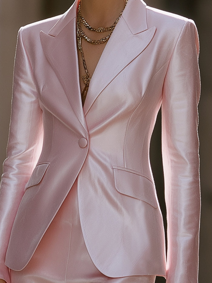 Satin Tailored Blazer And Trousers Set
