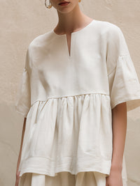 Short Sleeve Peplum Top & A-Line Skirt Coordinated Set