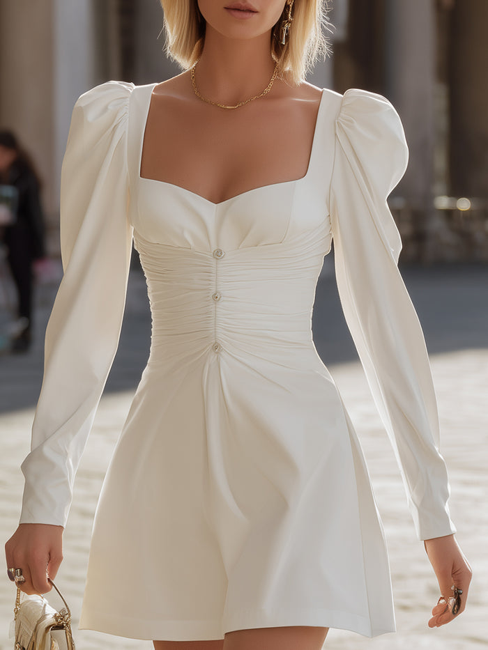 Sculpted Puff-Sleeve Mini Dress