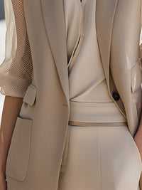 Sleeveless Blazer With Mesh Puff Sleeves