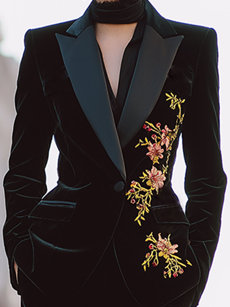 Velvet Embroidered Suit Set