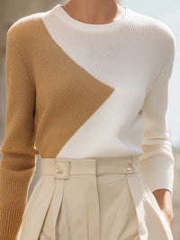 Colorblock Geometric Knit Sweater