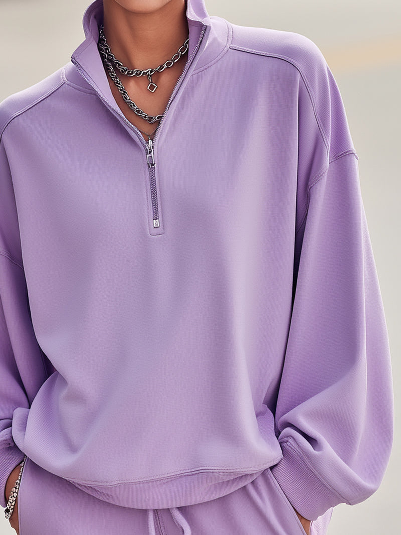 Lavender Quarter-Zip Sweatshirt