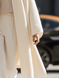Ivory Draped Wool Cape Coat