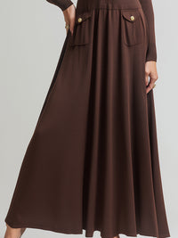 Knit Collared Button-Front Maxi Dress