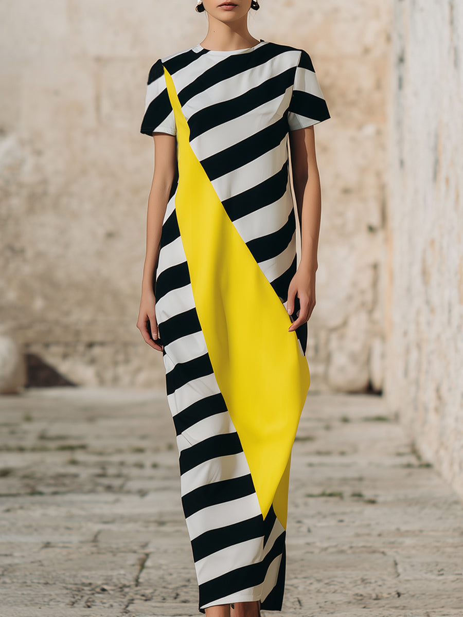 Bold Contrast Stripe Maxi Dress