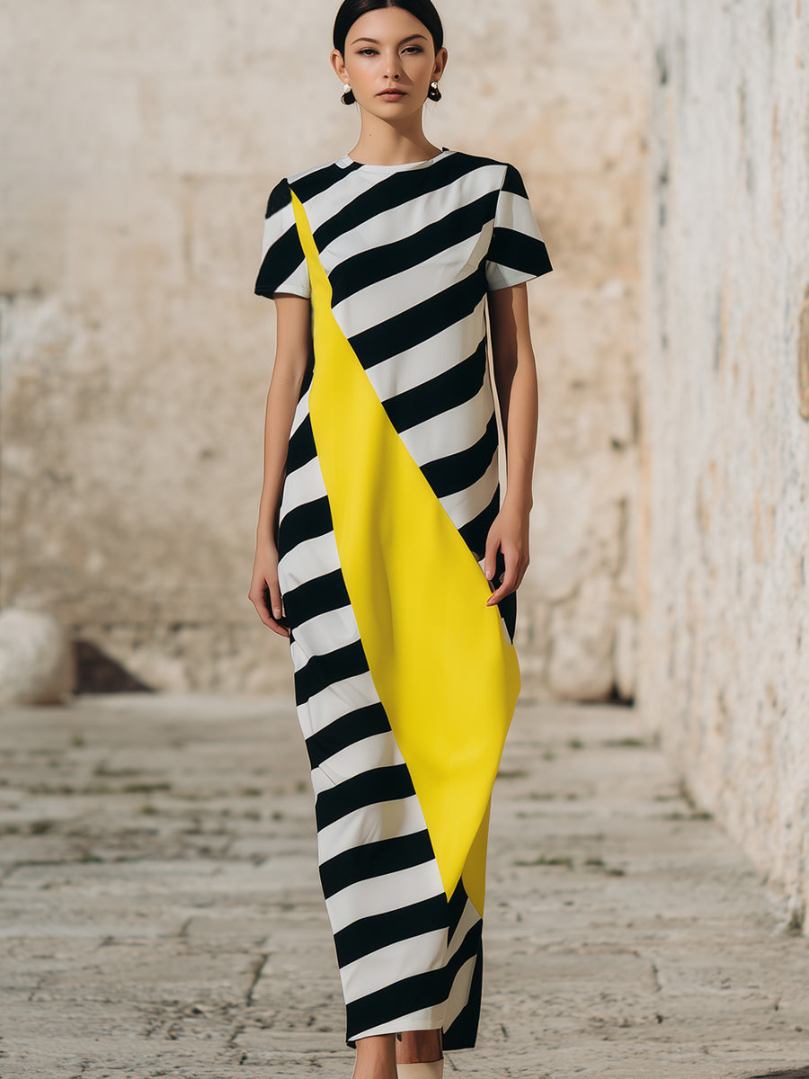 Bold Contrast Stripe Maxi Dress