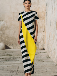 Bold Contrast Stripe Maxi Dress