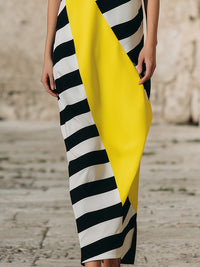 Bold Contrast Stripe Maxi Dress