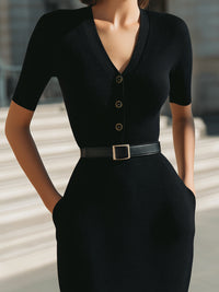 Ribbed Knit Belted Midi Dress