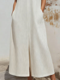 Women’s Minimalist Sleeveless V-Neck Dress With Pinstripes