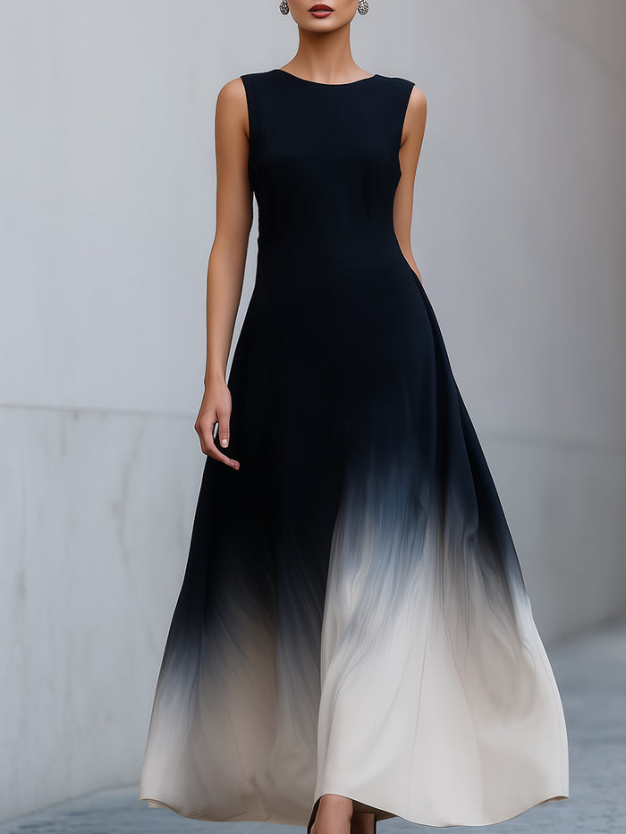 Midnight Ombre Belted Sleeveless Maxi Dress