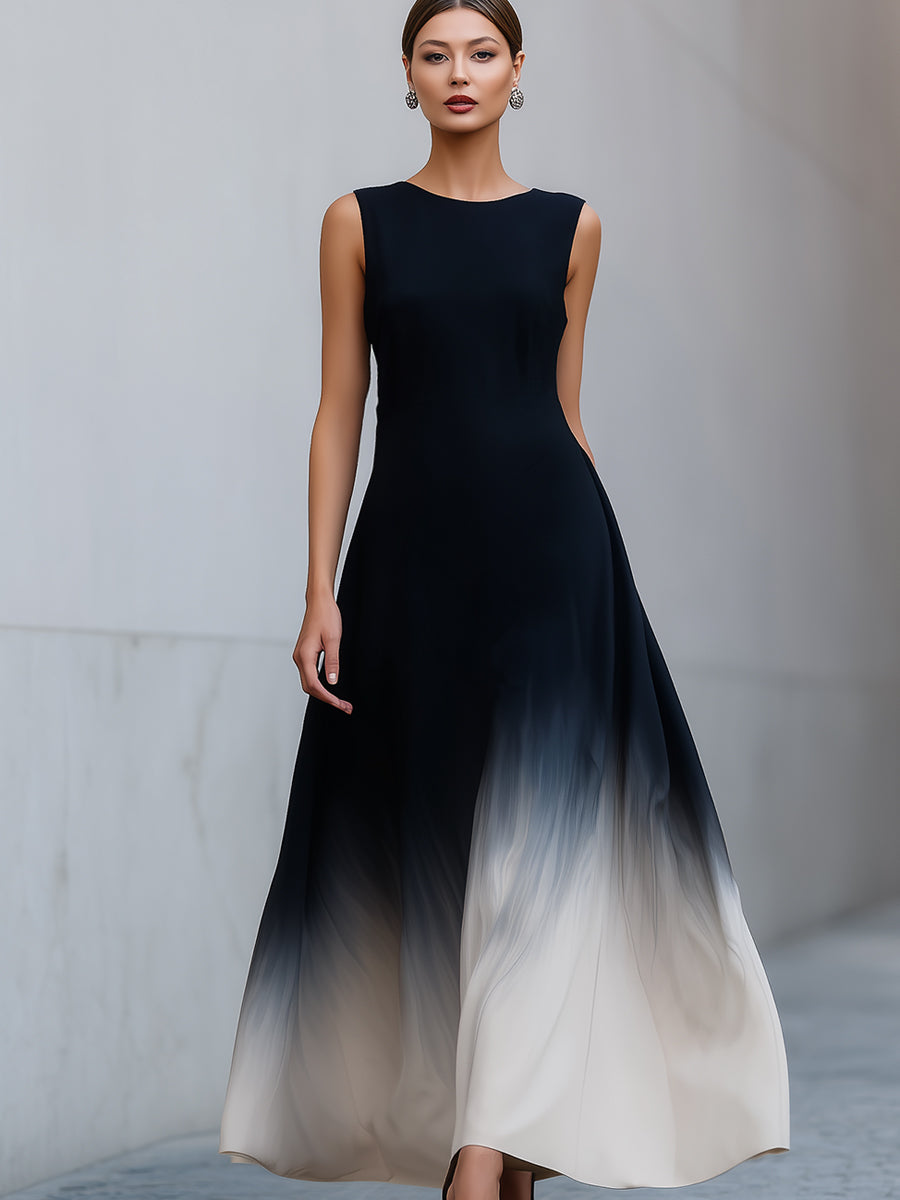 Midnight Ombre Belted Sleeveless Maxi Dress