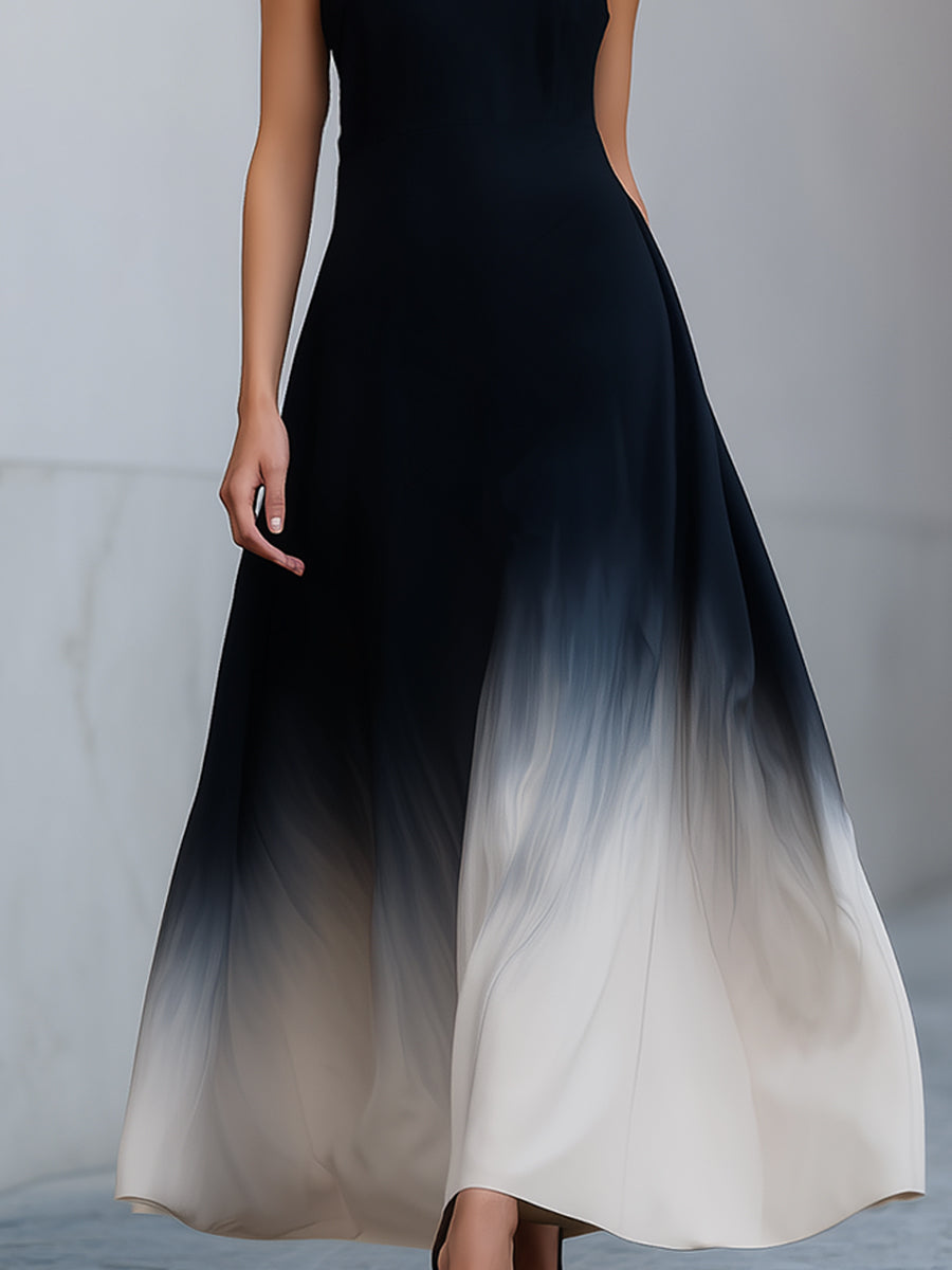 Midnight Ombre Belted Sleeveless Maxi Dress