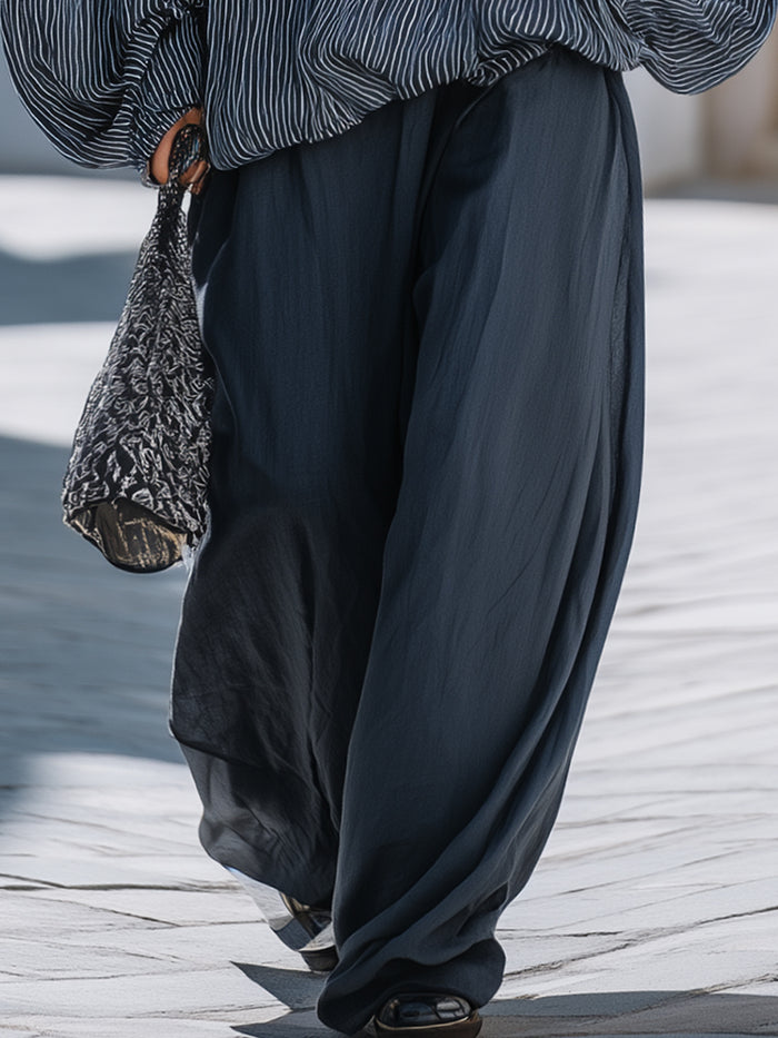 Flowing Wide-Leg Pants With Relaxed Draped Silhouette