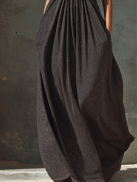 Halter-Neck Draped Maxi Dress