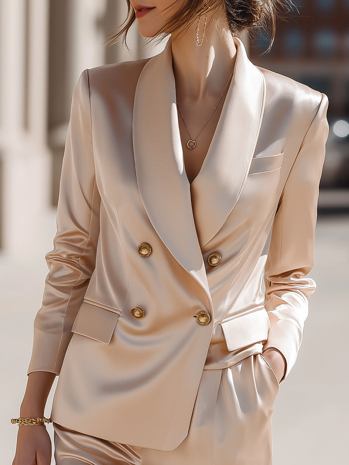 Satin Double-Breasted Blazer