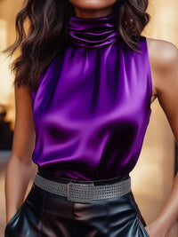 Luxurious Satin Top with High Neck