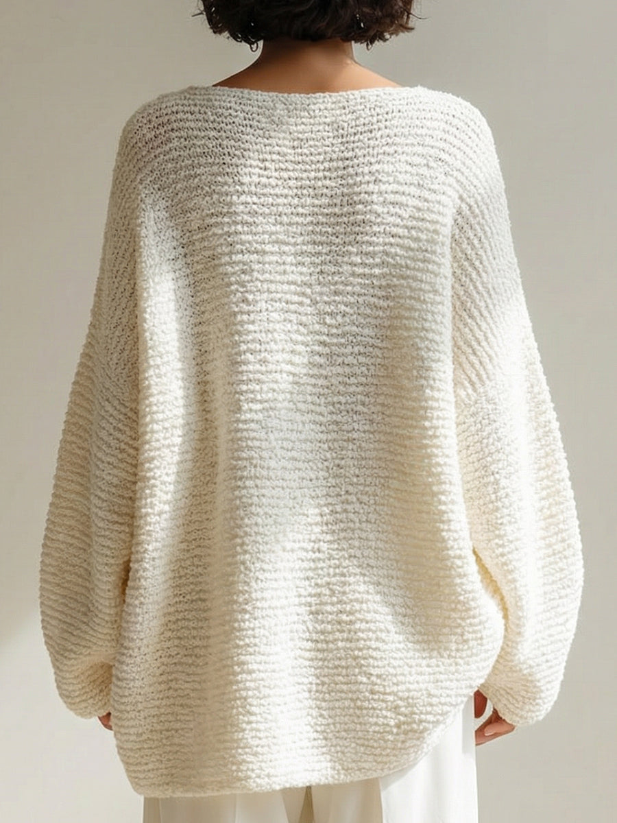 Textured Oversized Knit Pullover