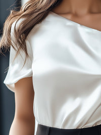 Sophisticated One-Shoulder Satin Blouse