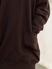 Off-Shoulder Chocolate Brown Oversized Sweatshirt Dress