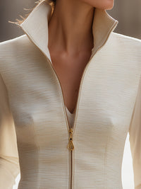 Ladies Stand Collar Zipper Jacket