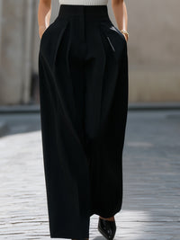 Strapless Ribbed Bandeau Top & Pleated Wide-Leg Trouser Set