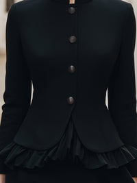 Structured Peplum Hem Mandarin-Collar Blazer