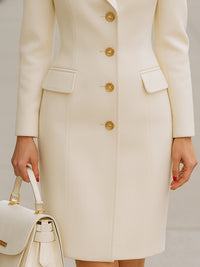 Tailored Blazer Dress With Gold Button Accents