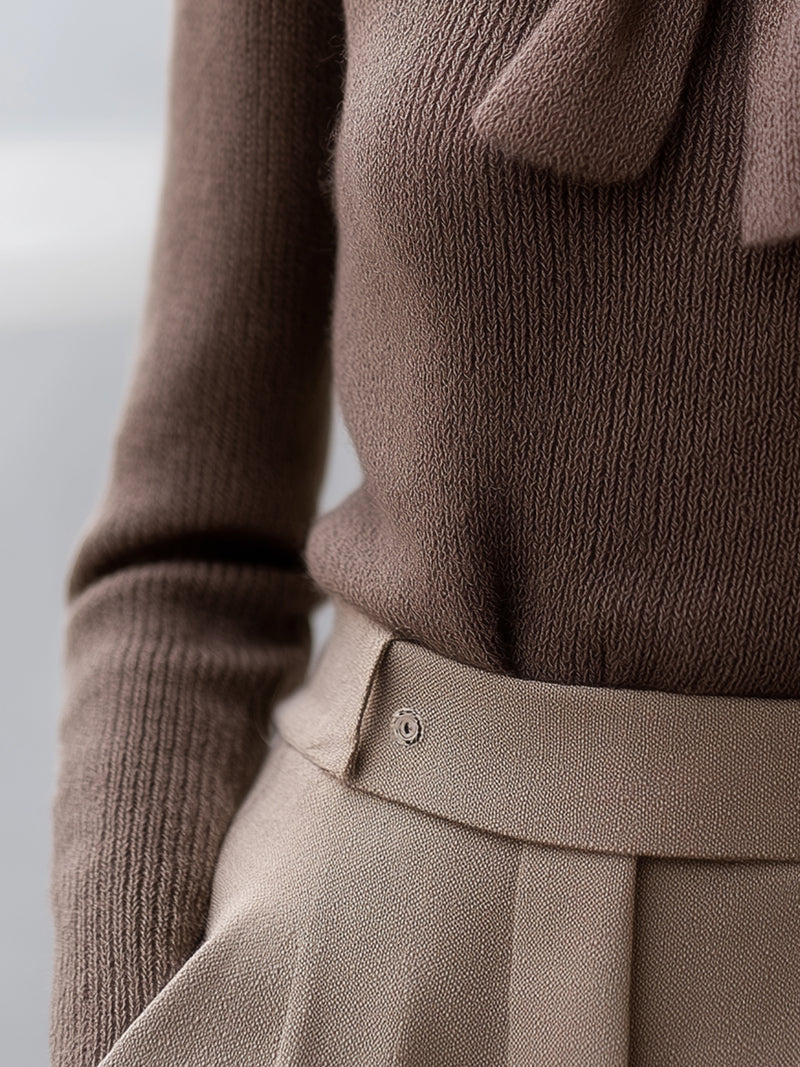 Mocha Bow Knit Top