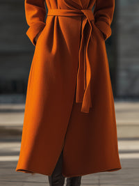 Burnt Orange Belted Wool Coat