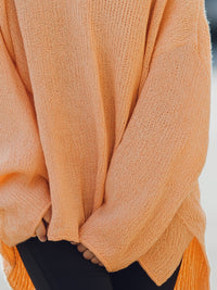 Oversized Peach V-Neck Knit Sweater