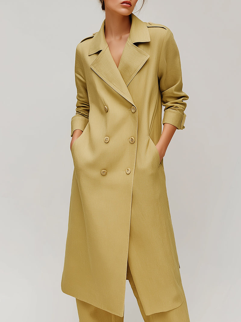 Double-Breasted Longline Trench Blazer