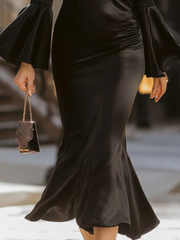 Satin Deep V Mermaid Gown