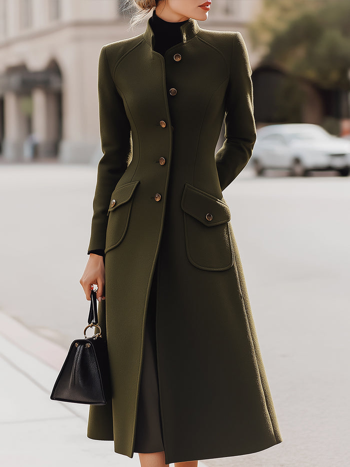 Stand-Collar Tailored Coat