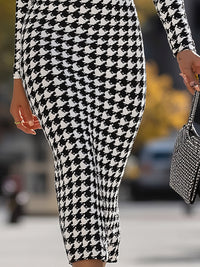 Monochrome Houndstooth Knit Dress