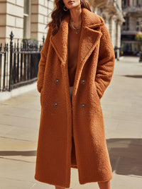 Oversized Teddy Coat With Double-Breasted Closure