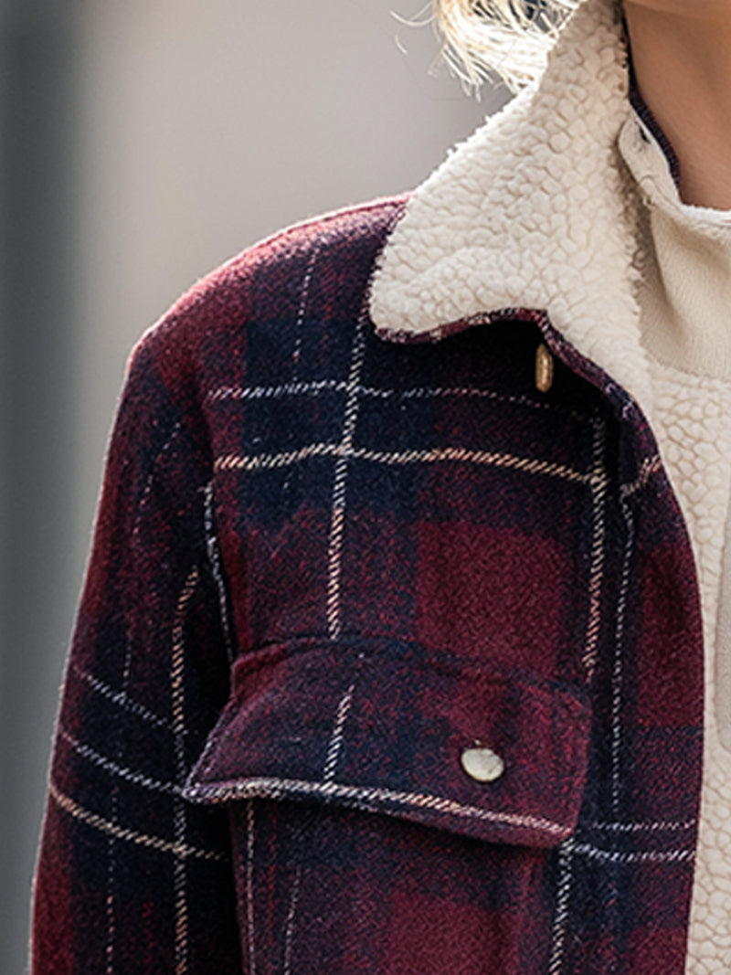 Plaid Fleece-Lined Sherpa Jacket