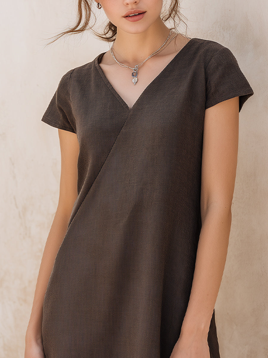 Short Sleeve Wrap-Style Mini Dress