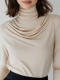 Draped High-Neck Jersey Top