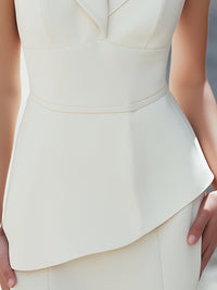 Ivory Notch-Neck Sleeveless Ruffle Top