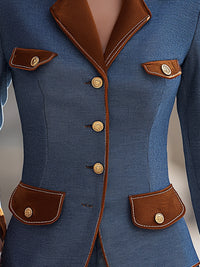 Camel Contrast Blue Denim Blazer