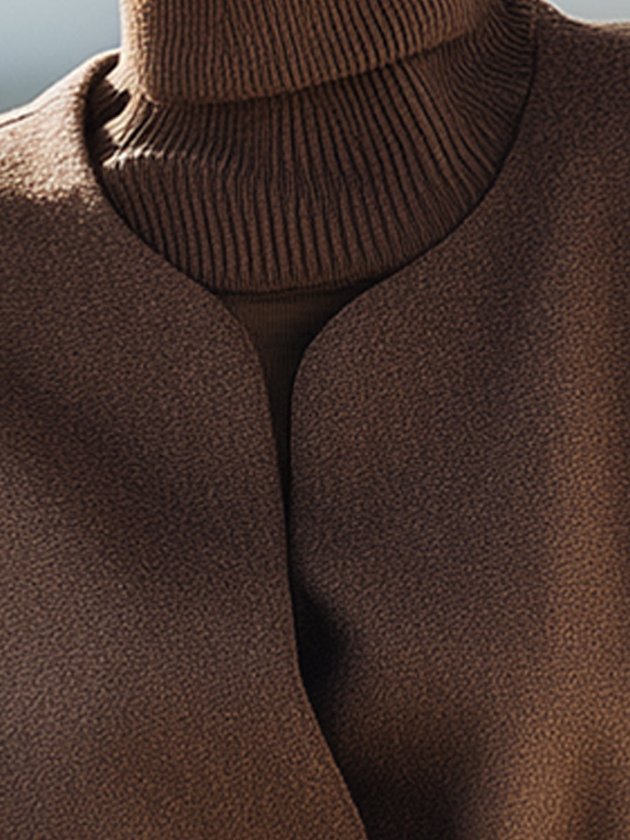 Mocha Color Belted Structured Jacket With Belt