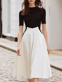 High-Waist Sculpted A-Line Midi Dress