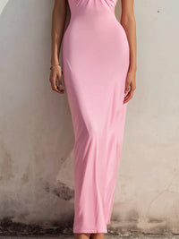 Women’s Halter Neck Ruched Bodycon Maxi Dress – Elegant Backless  Dress