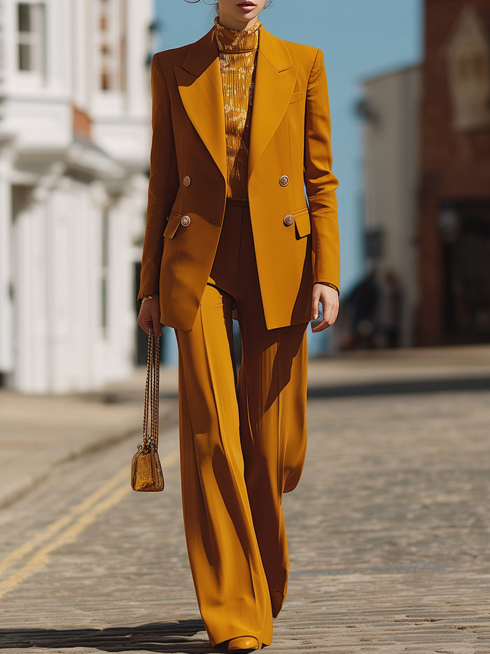 Double-breasted Wide-leg Suit