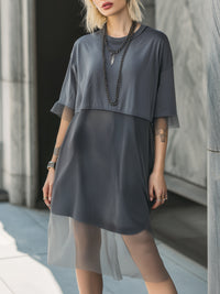 Layered Mesh Hem Oversized Urban Dress