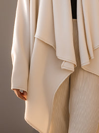 Ivory Drape-Front Oversized Wool Coat